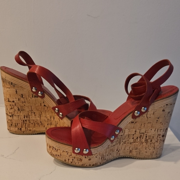 Red Wedge Sandals - Picture 3 of 3